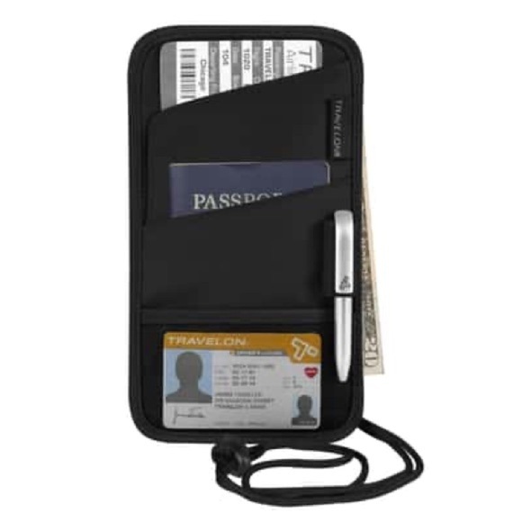 Travelon Black Passport Holder with Pen and Card Slots - Picture 1 of 7